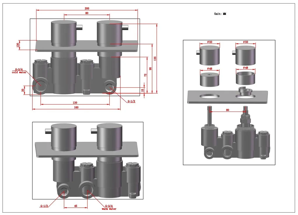 Saniclear Cube inbouw regendouche met inbouw douchekop 30x30cm chroom