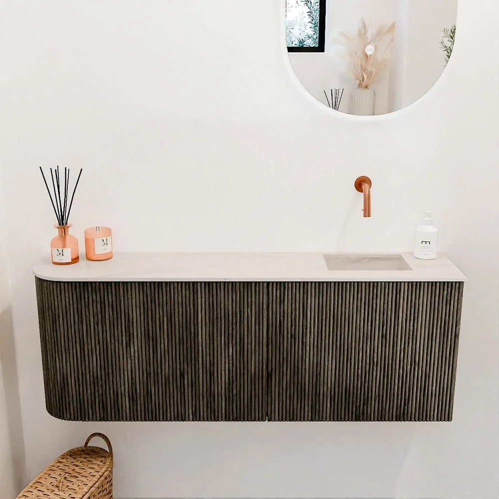 Mondiaz Joya DLux 110cm toiletmeubel ronding links shadow met wastafel faye rechts zonder kraangat meli