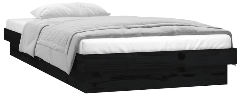 vidaXL Bedframe LED massief hout zwart 100x200 cm