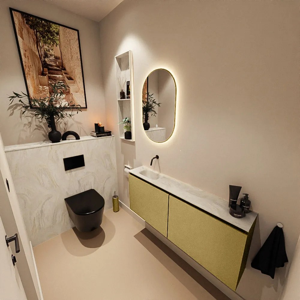 Mondiaz Ture DLux toiletmeubel 120cm oro met wastafel ostra links zonder kraangat