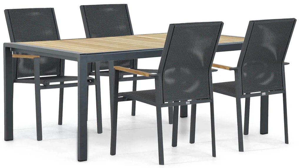 Tuinset 4 personen 180 cm Aluminium/teak Grijs Presto Ricadi/Valence