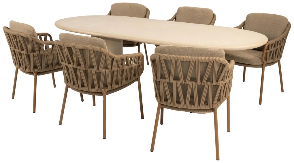 4 Seasons Outdoor Biarritz tuinset amber met Hampton tafel 240 cm Tuinstoel   beige weerbestendig