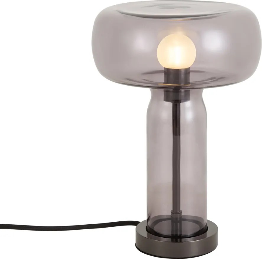 Hotel chique tafellamp gunmetal met smoke glas - Amara