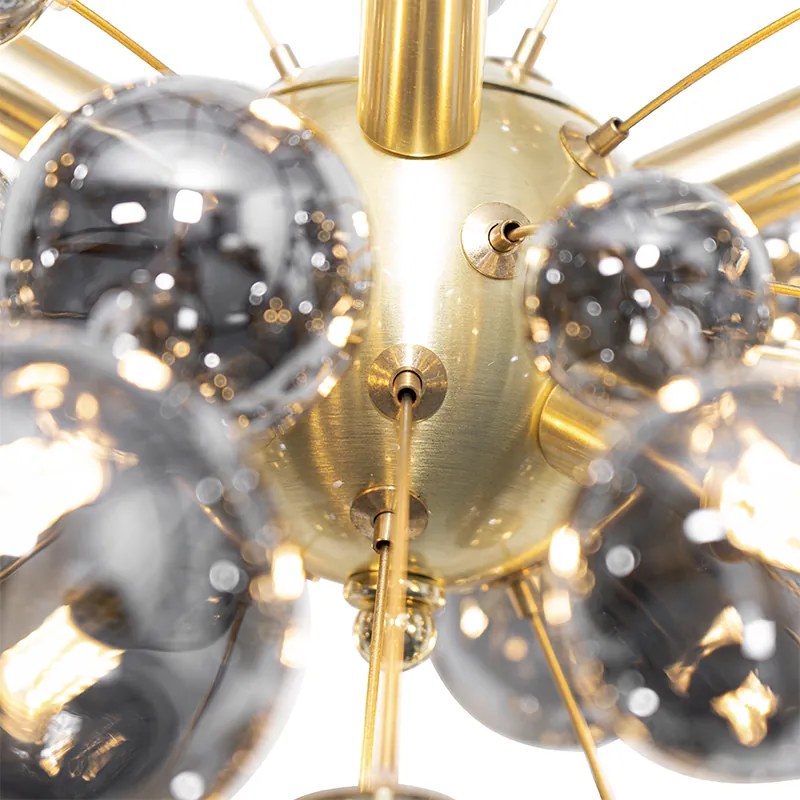 Design hanglamp messing met glas smoke 8-lichts - Explode