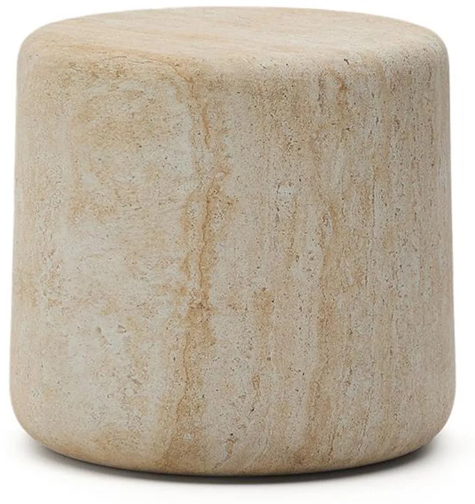 Kave Home Drasi Ronde Bijzettafel Cement Travertin 46 Cm - 46 X 46cm.