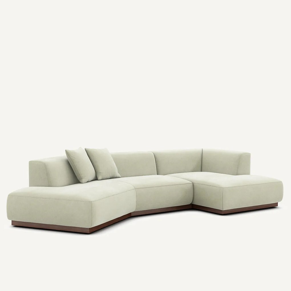 Rechte open hoekbank in stonewashed fluweel, JACOPO