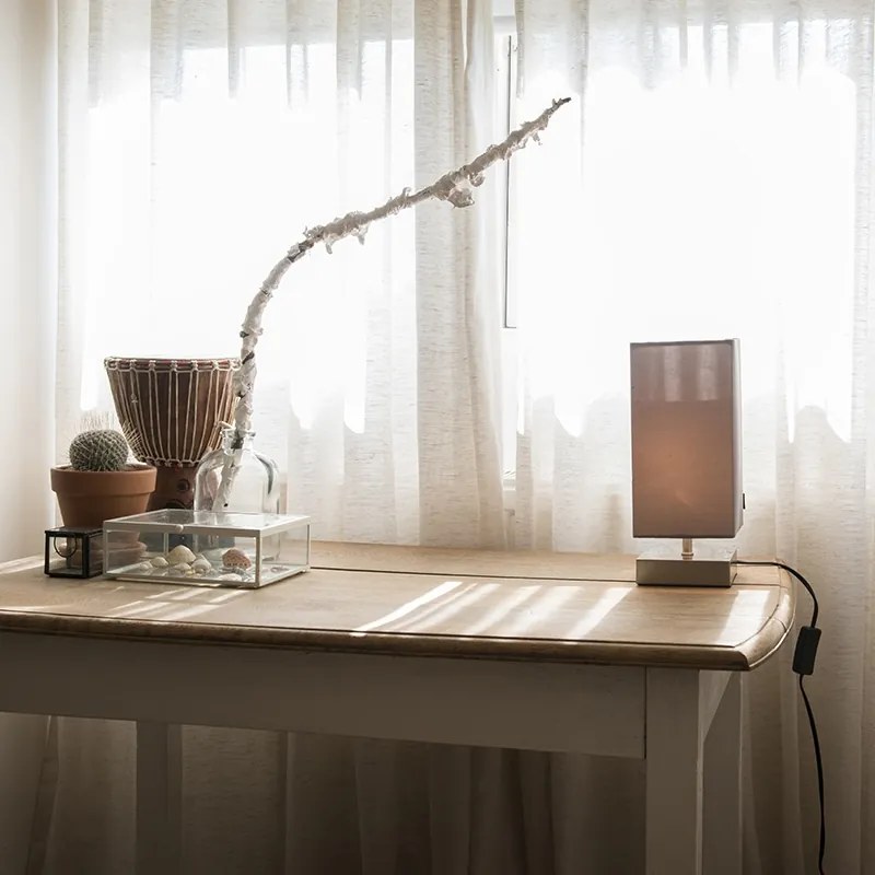 Moderne tafellamp grijs met staal - Milo