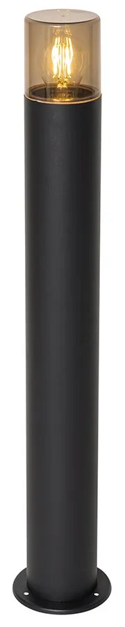 Staande buitenlamp zwart met smoke kap 70 cm - Odense