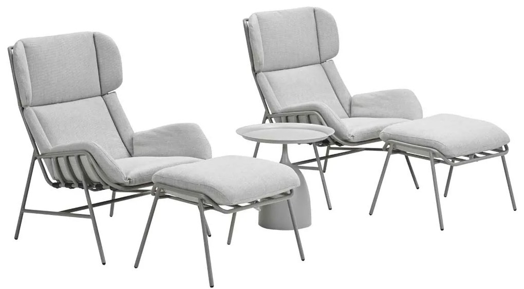 Garden Impressions Fresno loungestoelen taupe - Mati bijzettafel Ø50x48 cm