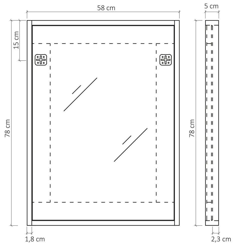 Differnz Industrial spiegel 58x78cm bruin