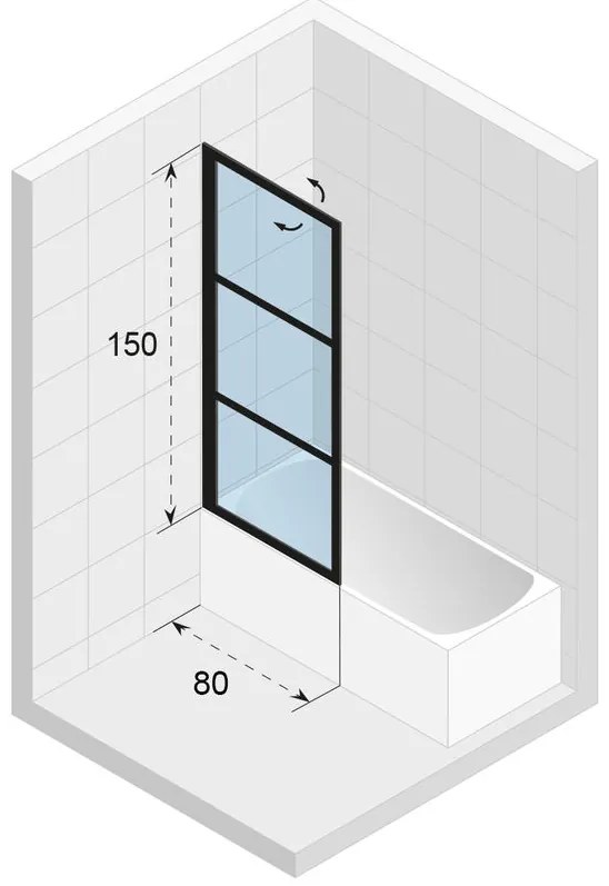 Riho Grid GB501 badwand links 80x150 matzwart
