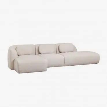 3-delige Modulaire Linker Chaise Longue Bank Met Rechter Divan In Chenille Coquette Chenille Crèmebeige - Sklum