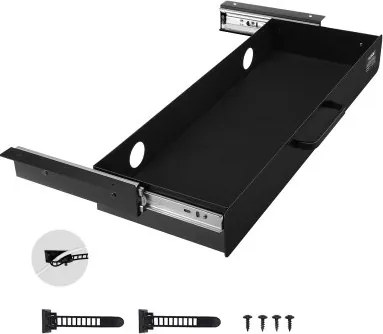 VEVOR Onderbureaulade 635x232x75 mm, Onderbureaulade, Verborgen Bureau-opbergorganizer, Pennenlade onder de tafel voor Zit-Sta werkplekken op Kantoor & Thuis