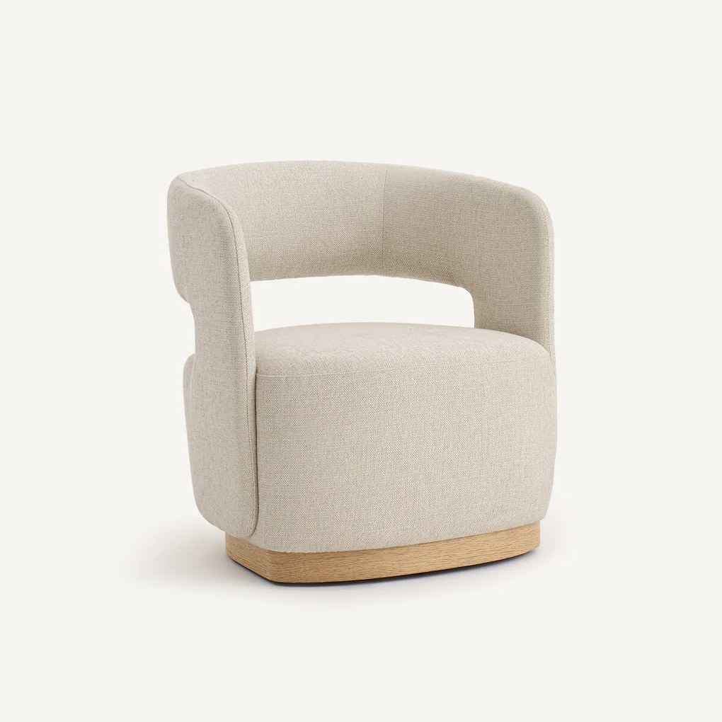 Draaibare fauteuil, eikenfineer en gestructureerde stof, JESPER