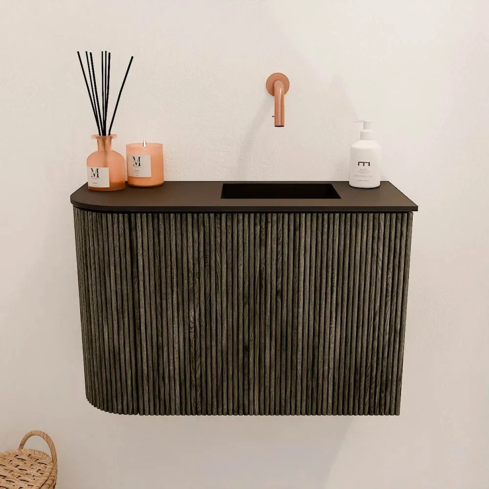 Mondiaz Joya 60cm toiletmeubel ronding links shadow met wastafel faye rechts zonder kraangat urban