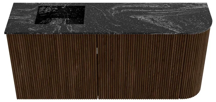 Mondiaz Joya DLux 90cm toiletmeubel ronding rechts walnut met wastafel faye links 1 kraangat lava