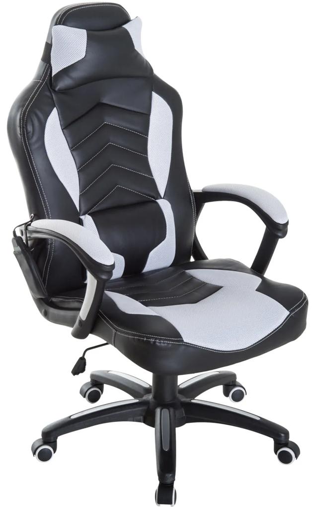 HOMdotCOM Bureaustoel ergonomisch gamingstoel met massagefunctie zwart/wit
