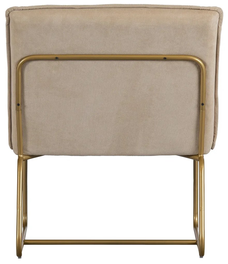 Woood Fie Fauteuil Zand Ribstof Met Goud