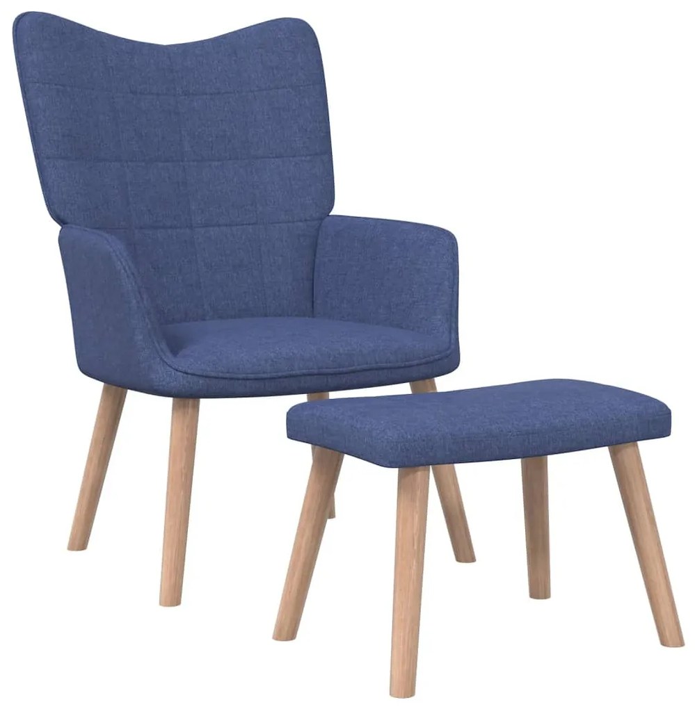 vidaXL Relaxstoel met voetenbank stof blauw