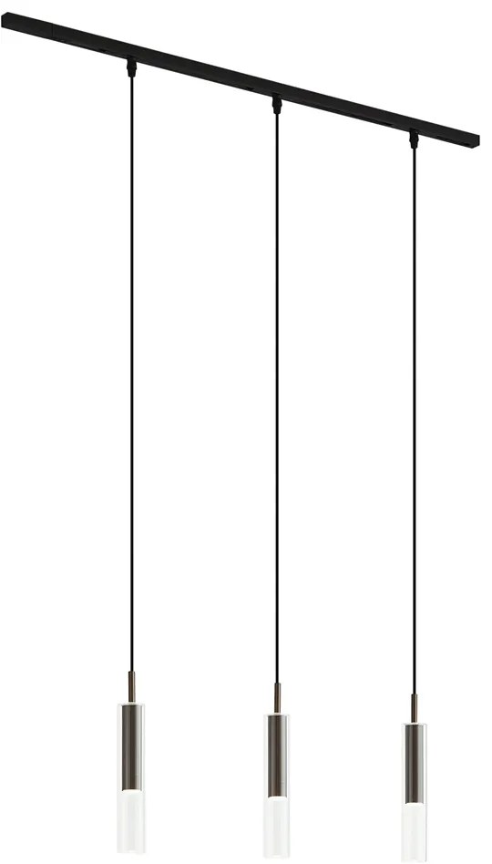 Modern railsysteem zwart met 3 hanglampen donker brons 1-fase - Slimline Loyce