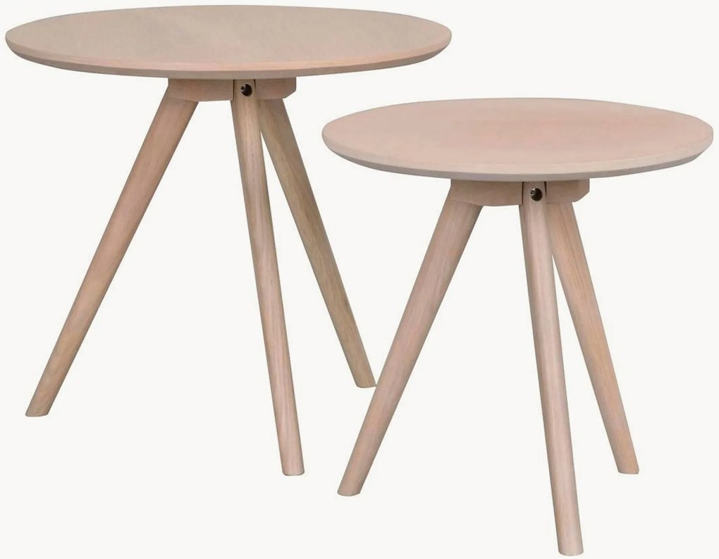 Ronde houten bijzettafels Yumi, 2-delig