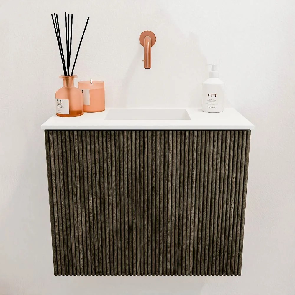 Mondiaz Joya 50cm toiletmeubel shadow met wastafel faye midden zonder kraangat talc