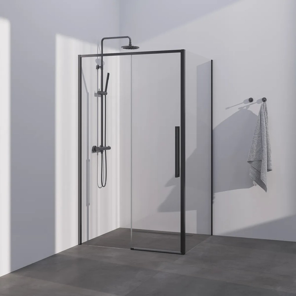 Brauer Season douchecabine met schuifdeur 100x90cm zwart mat