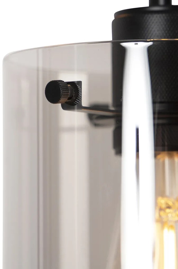 Smart hanglamp met dimmer zwart met smoke glas incl. 3 Wifi ST64 - Dome Design E27 Binnenverlichting Lamp