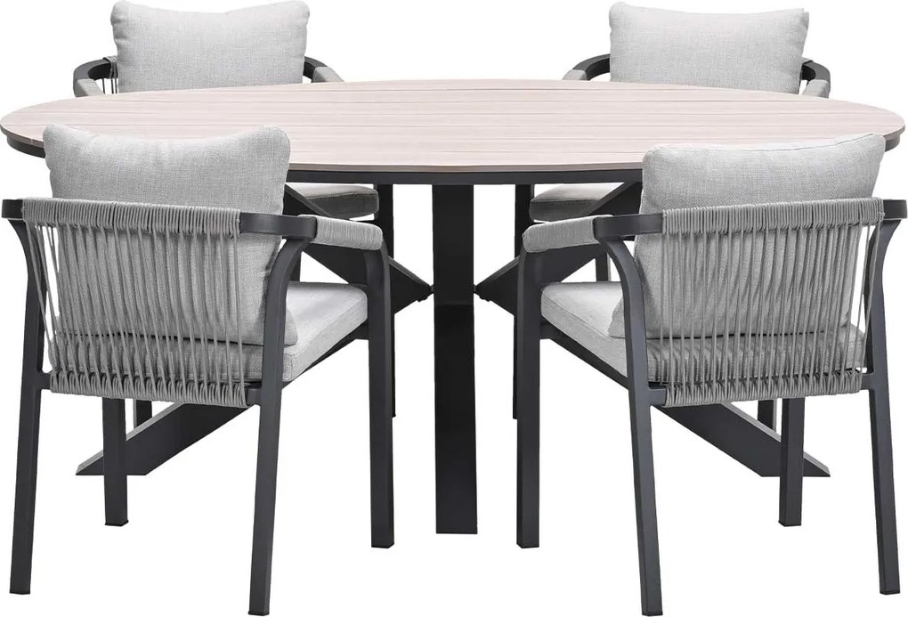 Garden Impressions Tarera tuinset 5-delig taupe - Tulli tuintafel 180x115 cm - light teak vironwood