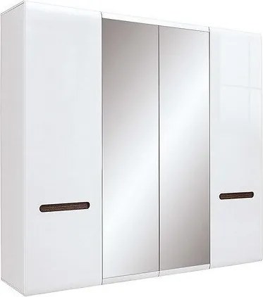 Kledingkast Serveso 127, Glanzend wit, Wit, 210x220x57cm, 176 kg, Kledingkast deuren: Met scharnieren, Aantal planken: 7, Aantal planken: 7