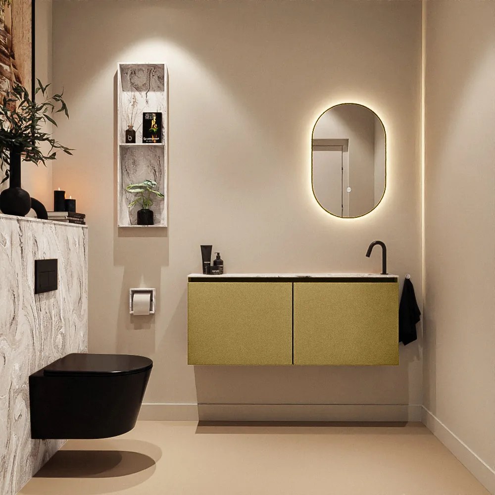 Mondiaz Ture DLux toiletmeubel 120cm oro met wastafel glace rechts met kraangat