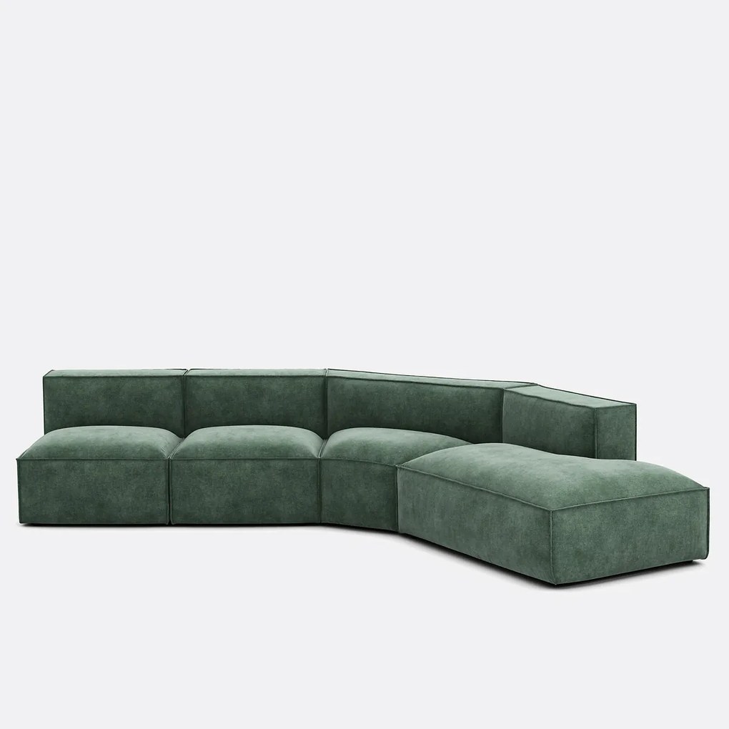 4-delige rechte fluwelen bank Seven