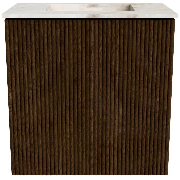 Mondiaz Joya DLux 40cm toiletmeubel walnut met wastafel faye midden zonder kraangat frappe
