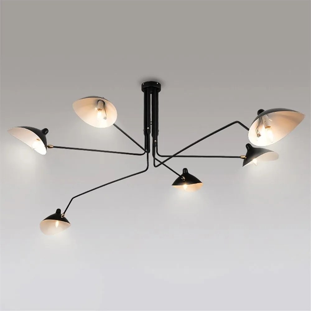 Plafondlamp zwart 6-arms zwart APP570-6C