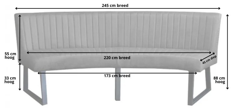 Eetkamerbank - Hengelo - geschikt voor ovale tafel 240 cm - stof Element lichtroze 18