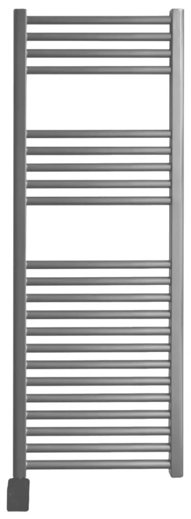 Sanicare elektrische design radiator 45x112cm zilvergrijs met Bluetooth en thermostaat links zwart