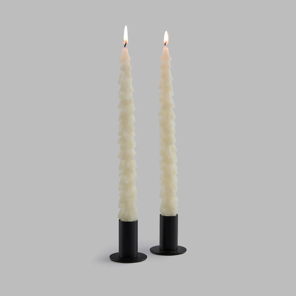 Set van 2 kaarsen in de vorm van een kerstboom, van was, CASPAR