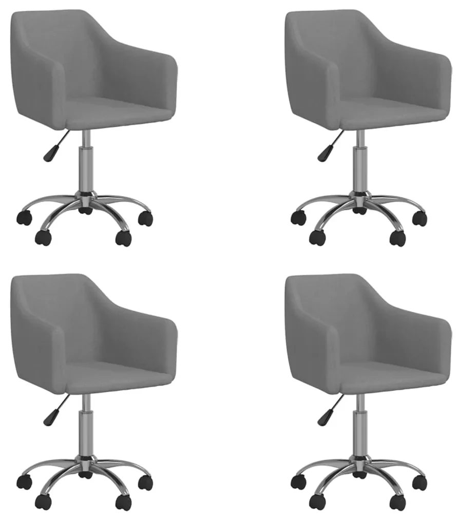 vidaXL Eetkamerstoelen draaibaar 4 st stof lichtgrijs