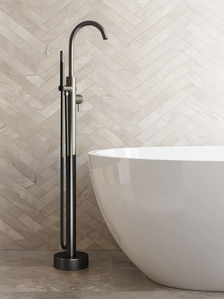 Saniclear Iron Curved Pro vrijstaande badkraan verouderd ijzer - gunmetal