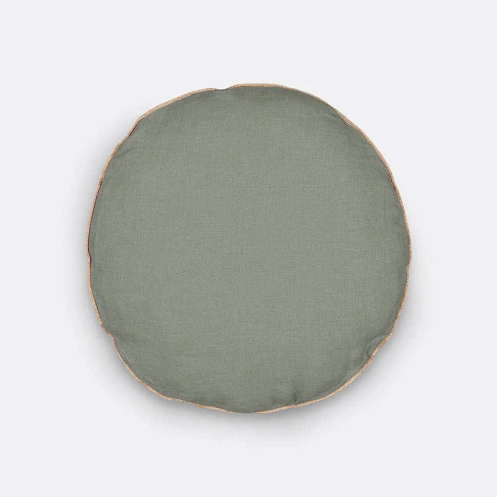 Rond kussen in gewassen linnen, Onega