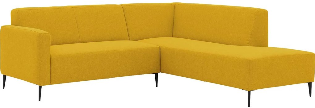 Goossens  Key West geel, stof, 2-zits, modern design met ligelement rechts