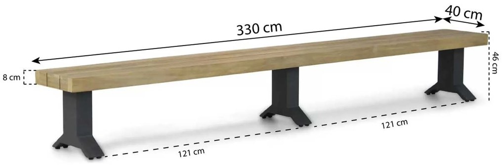 Tuinset 8 personen 330 cm Kunststof Grijs Hartman Sophie