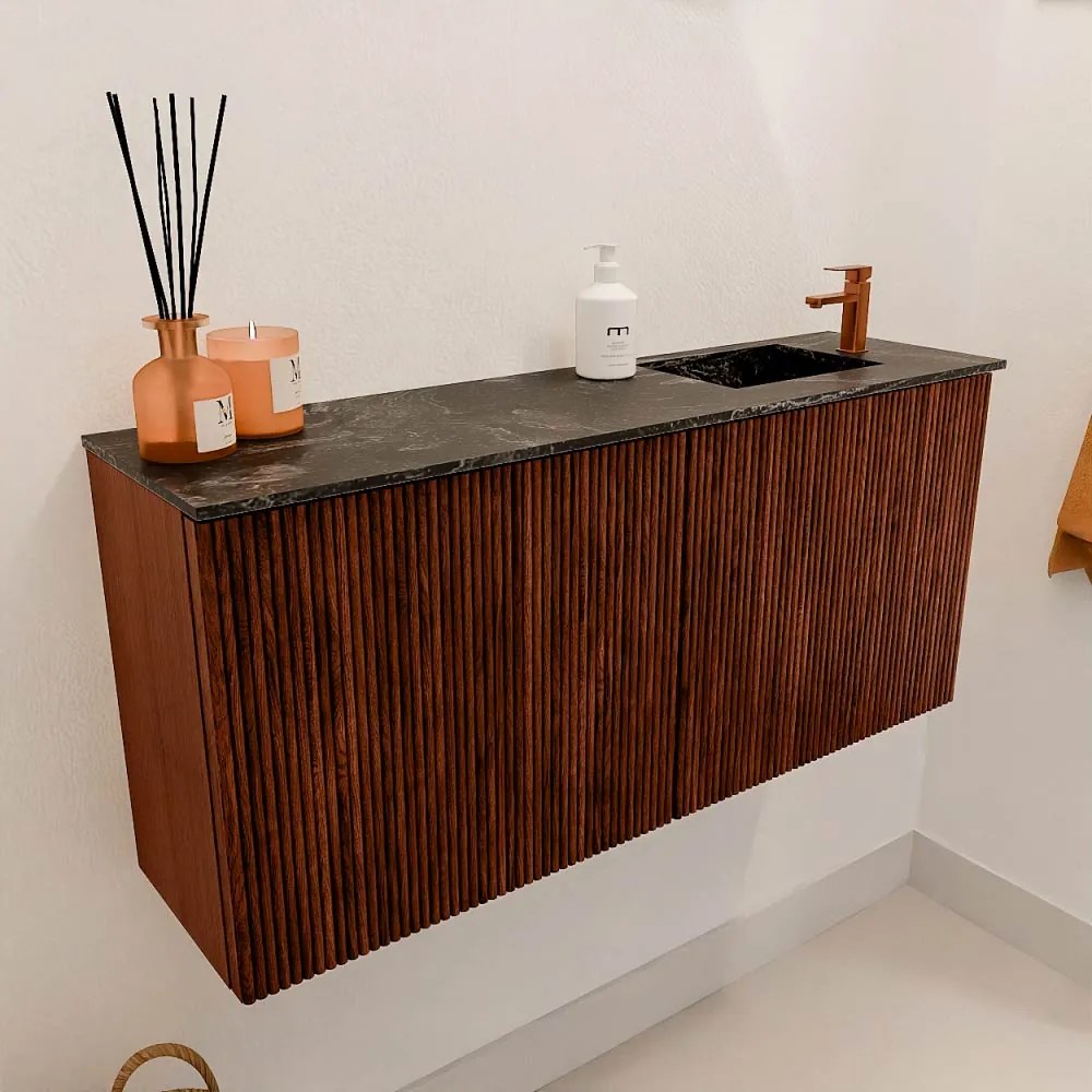 Mondiaz Joya DLux 90cm toiletmeubel ruby met wastafel faye rechts 1 kraangat lava