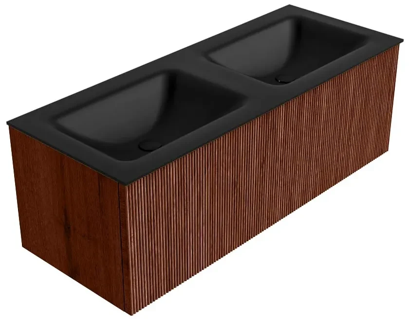Mondiaz Kurve 120cm badmeubel ruby met 1 lade en wastafel cloud dubbel zonder kraangat urban