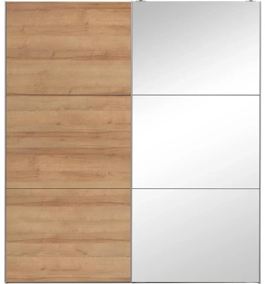 Goossens Kledingkast Easy Storage Sdk, 203 cm breed, 220 cm hoog, 1x 3 paneel schuifdeur li en 1x 3 paneel spiegel schuifdeur re
