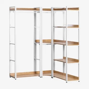 Open Modulaire Hoekkast Van 3 Delen Met Stalen Kledingstang En Mdf Ariaster Natuurlijk - Sklum
