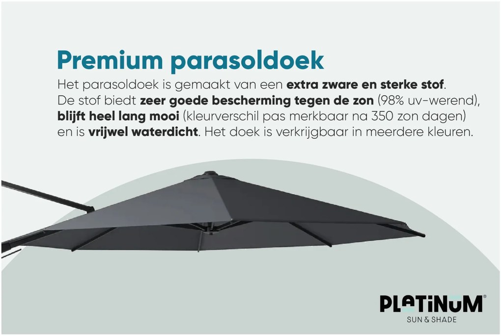 Platinum Challenger Zweefparasol T2 premium - 3,5 m. rond - Champagne Teak