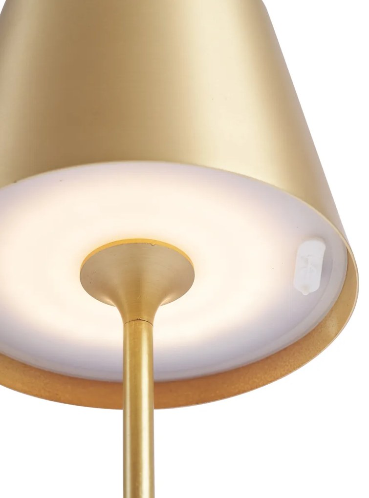 Moderne tafellamp goud 37cm incl. LED dimbaar IP54 oplaadbaar - Topi Modern IP54 rond Binnenverlichting Lamp
