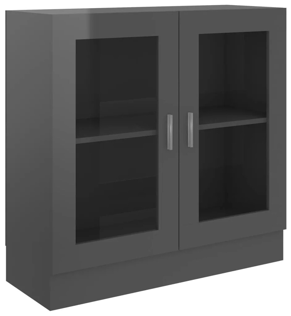 vidaXL Vitrinekast 82,5x30,5x80 cm spaanplaat hoogglans grijs