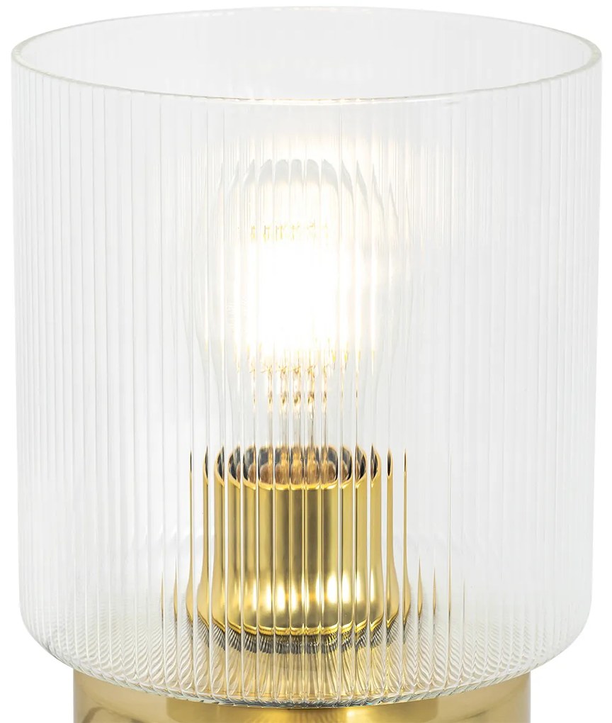 Art Deco tafellamp goud met glas - Laura Art Deco E27 rond Binnenverlichting Lamp